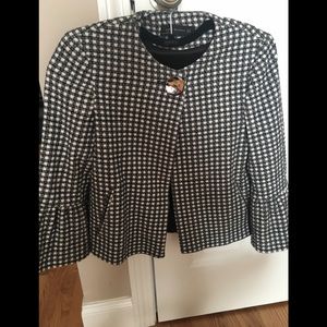 Zara Black and White Check Tweed material Jacket
